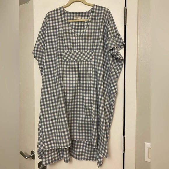 Pehr | Dresses | Pehr Maternitypostpartum Caftan Tunic Dress In Blue Gingham  One Size | Poshmark